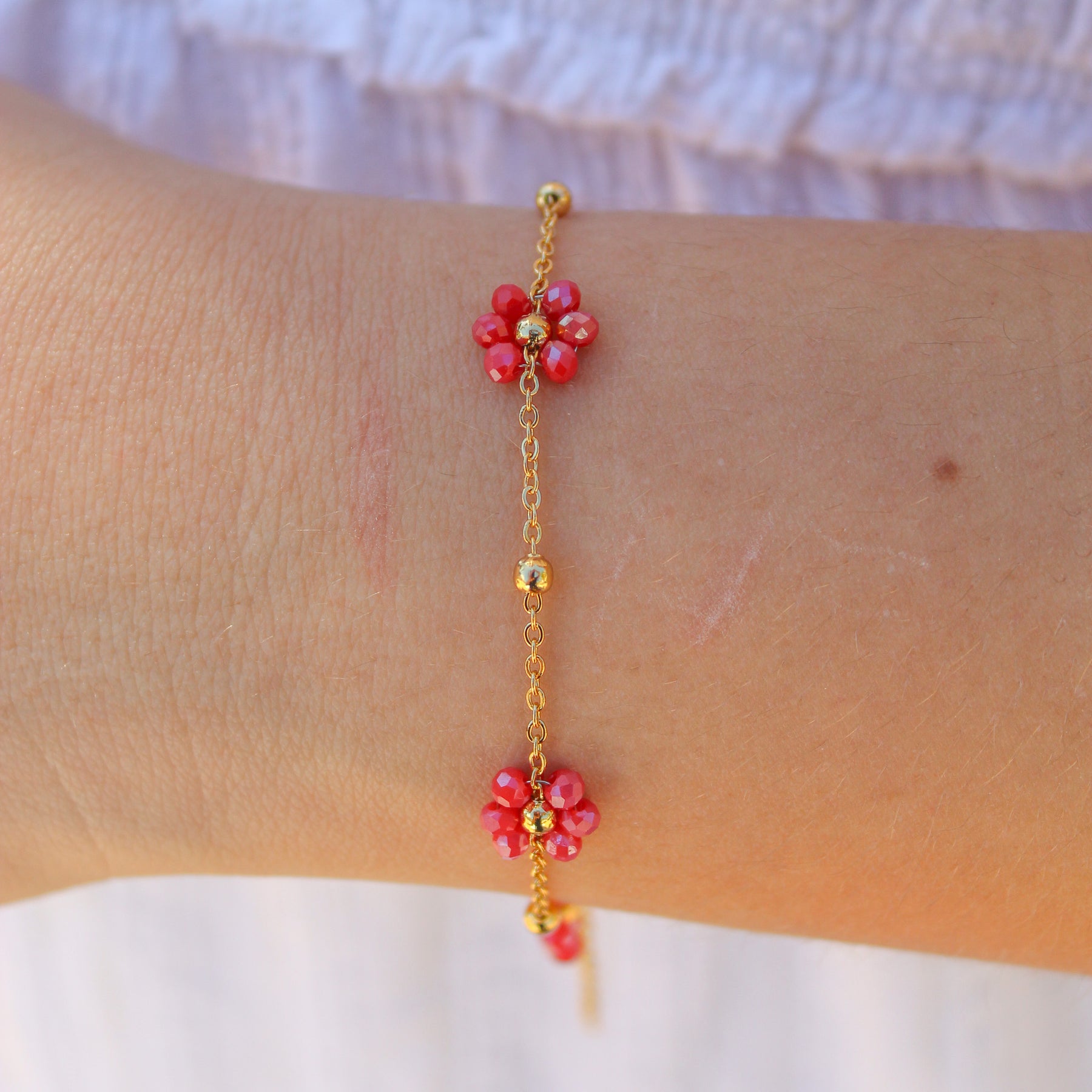 Bracelet Flora framboise